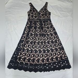 Gianni Bini Black and Cream Midi Dress